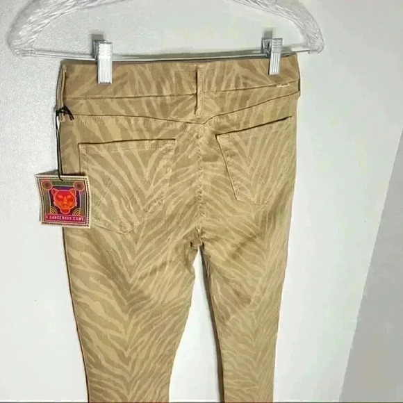 NEW MOTHER The Looker Ankle Fray Jeans Sweet Stripes Animal Print Denim Bohemian - Picture 6 of 10